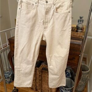 AGOLDE Women’s 90’s Pinch Waist High Rise Off-White Straight Jeans